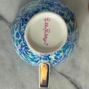 Lilly Pulitzer Blue Floral Ceramic Coffee Cappuccino Mug